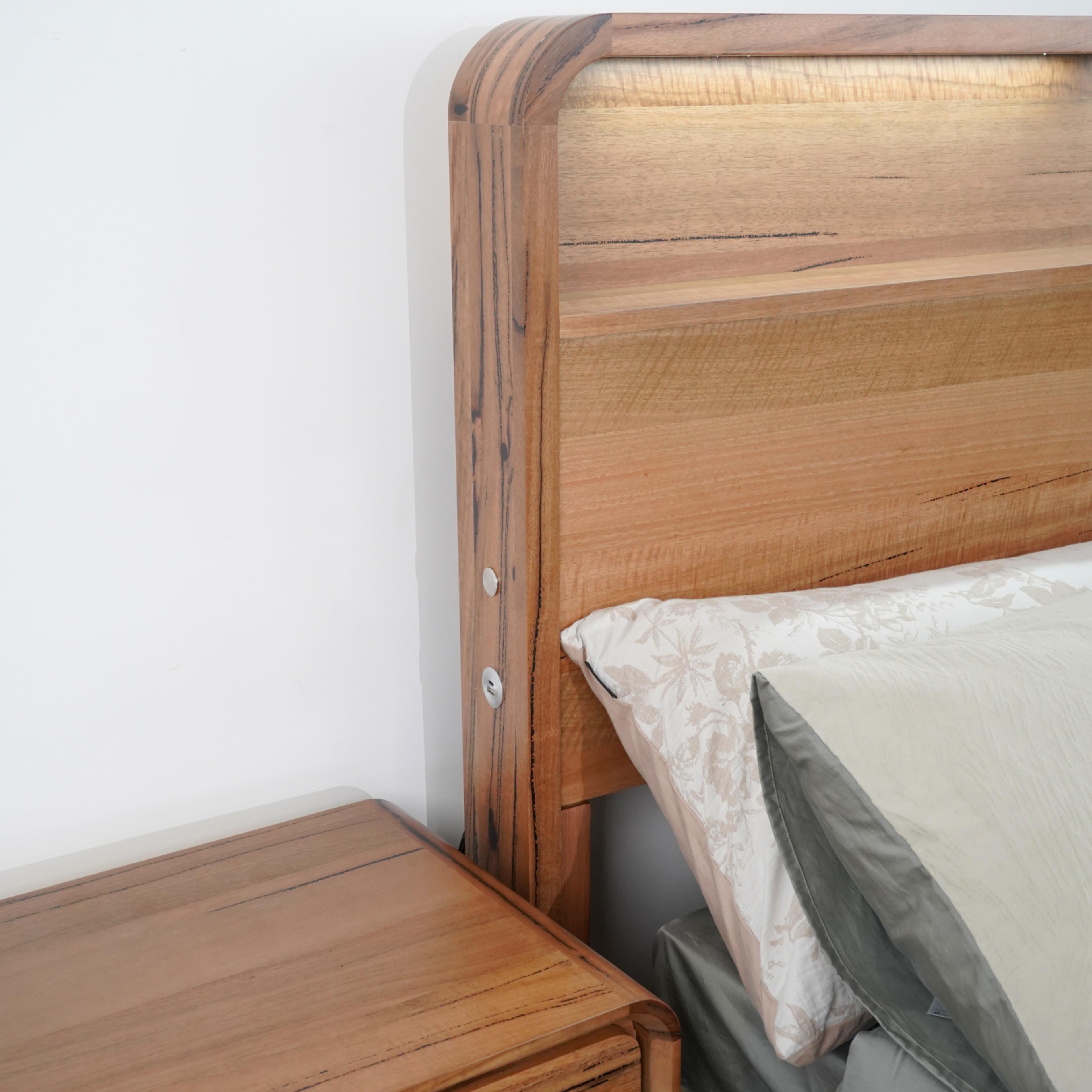 Detail image of the  Macquarie Bed Frame, W/ Bookend Headboard & Gas Lift & Footend Drawers Base, Natural from Forty Winks