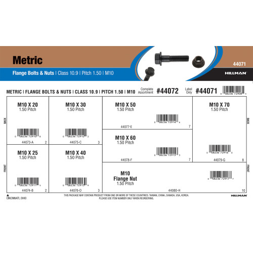 Class 10.9 Metric Flange Bolts & Nuts Assortment (M10-1.50 Thread)