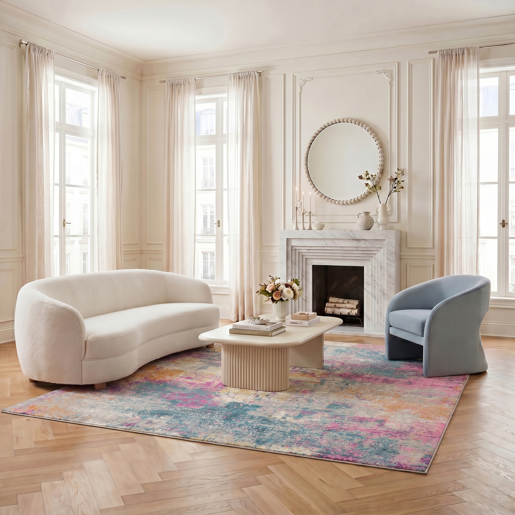 Nourison Passion 8' x Square Ivory Multicolor Modern Indoor Rug