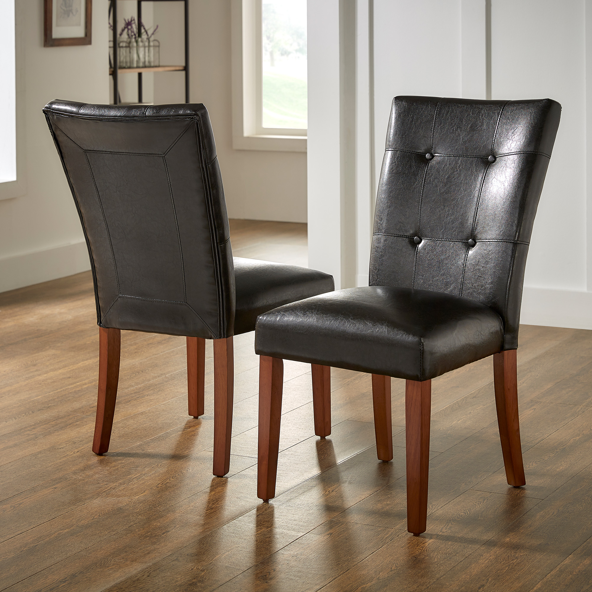 Tufted Faux Leather Dining Chairs (Set of 2)