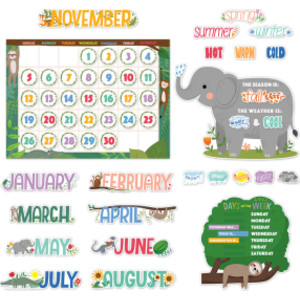 Jungle Friends Calendar Set Bulletin Board, 67 Pieces