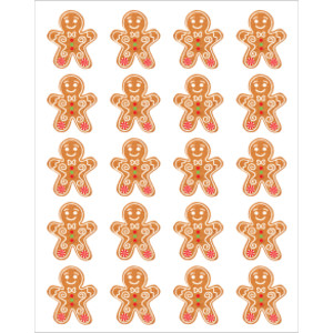 Gingerbread Cookies Stickers, Pack of 72