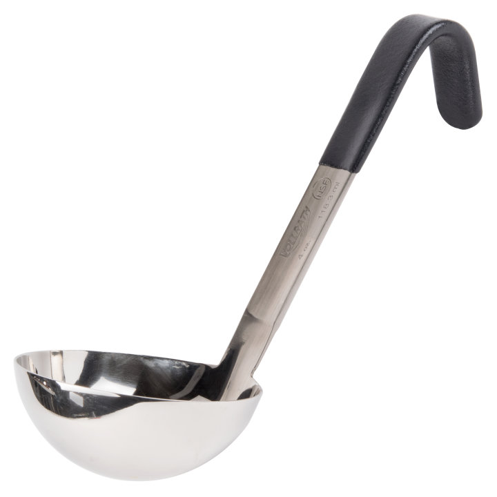 4-ounce one-piece heavy-duty stainless steel ladle with short Kool-Touch® handle