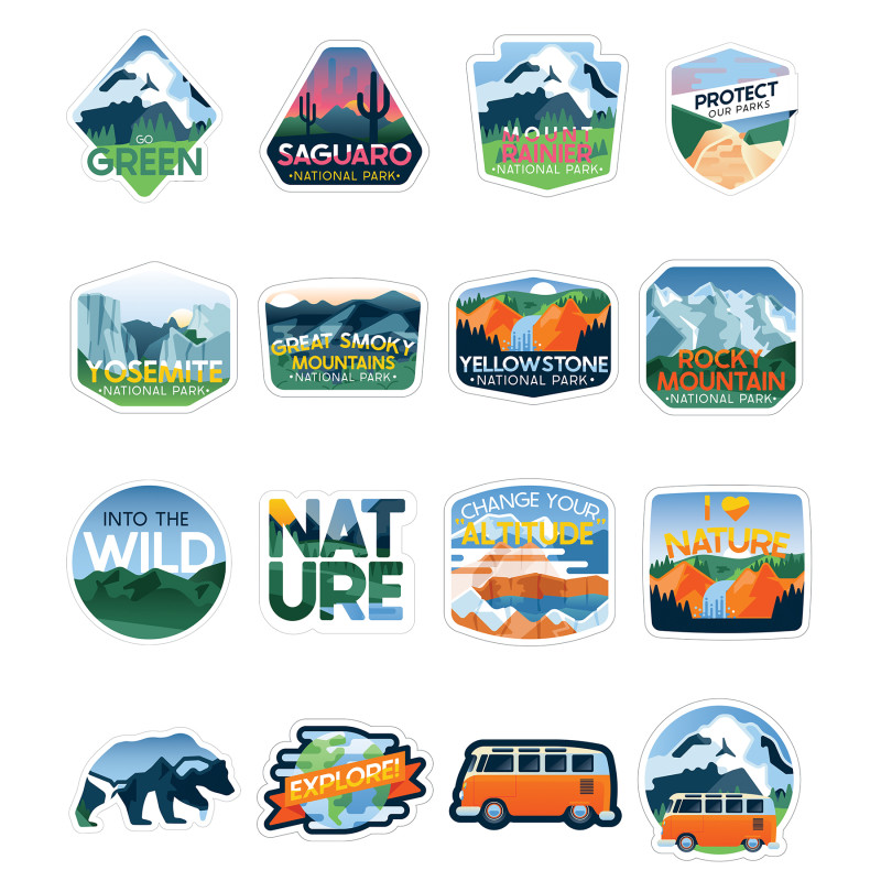 Adventure Vinyl Stickers, Pack of 100