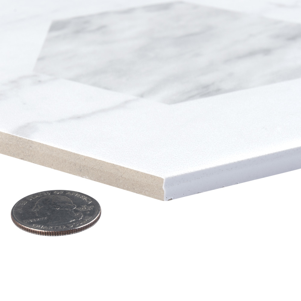 Sample – Classico Bardiglio Hex Geo Porcelain Floor and Wall Tile