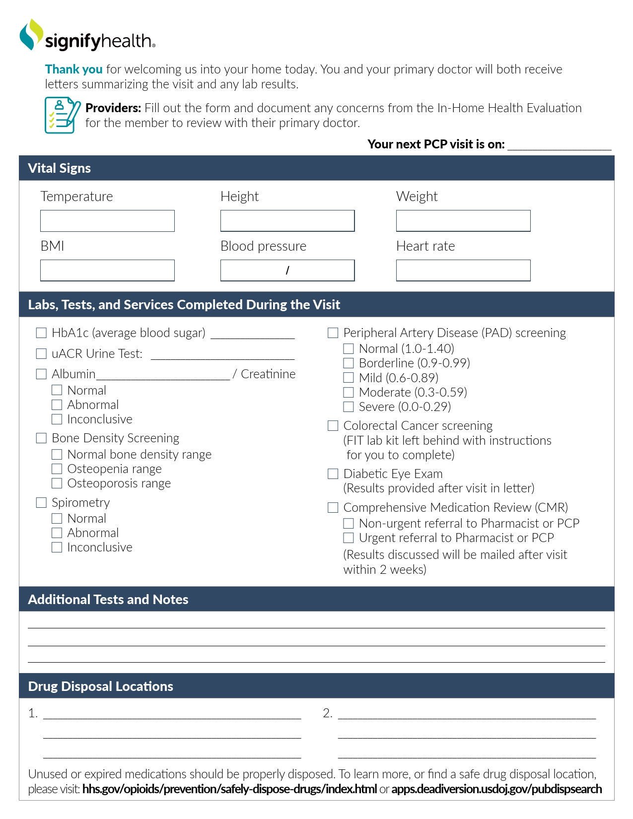 Signify Health® Checklist Form