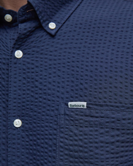 Longhall Seersucker Tailored Short-Sleeved Shirt
