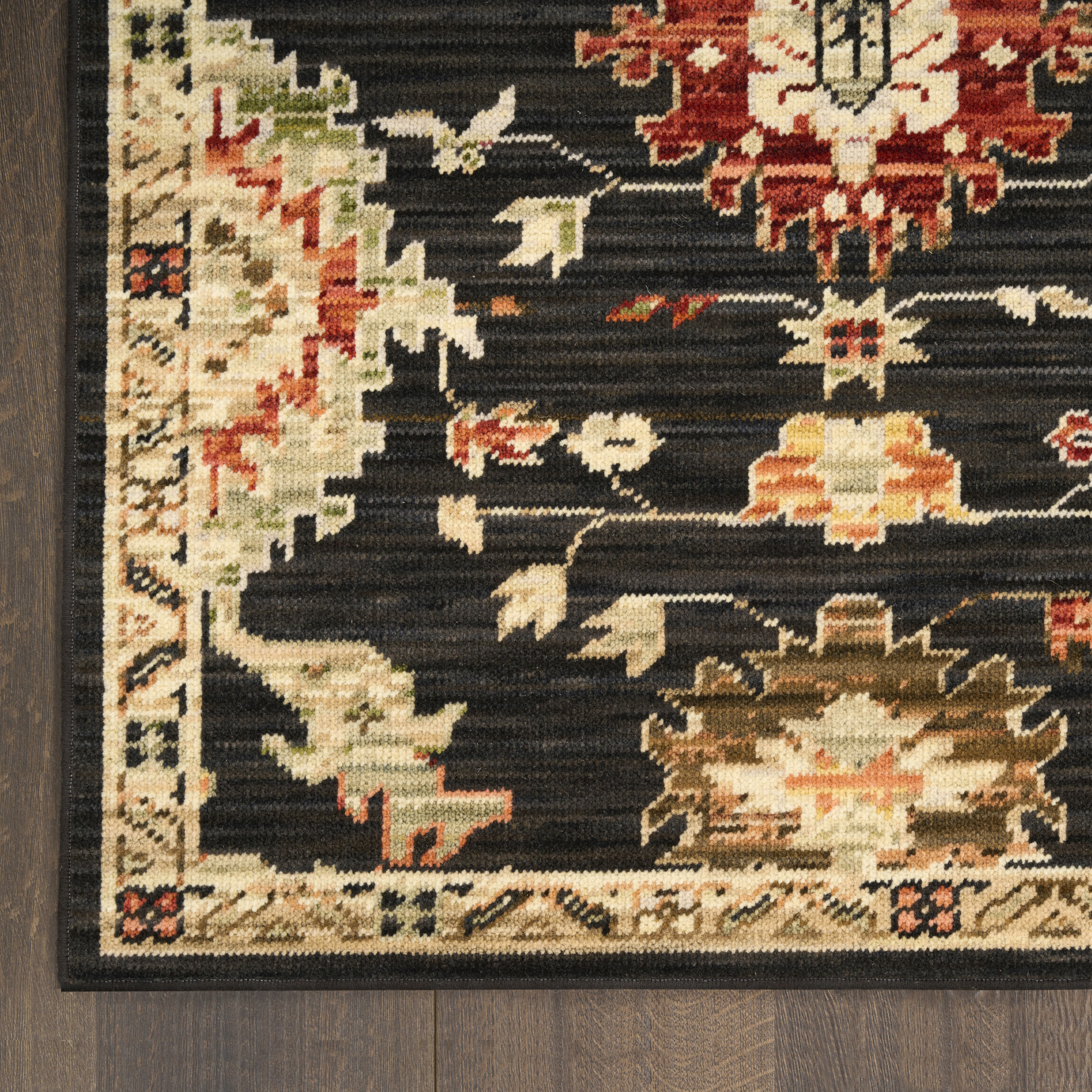 Nourison Antique Bloom 2' x 3' Black Vintage Indoor Rug