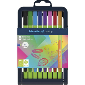 Line-Up Fineliner Pen, 0.4 mm, Adjustable Case Stand, 8 Assorted Ink Colors