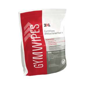 XLC101, 2XL, GymWipes Antibacterial Fast 4 Wipes,  700 Wipes/Container