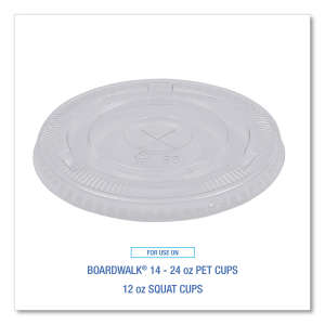 Boardwalk, PET Cold Cup Lids, Fits 14 oz to 24 oz Plastic Cups, Clear