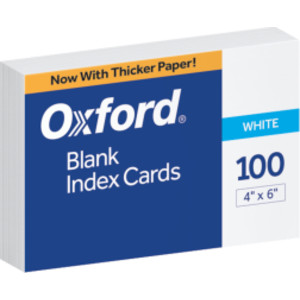Blank Index Cards, 4" x 6", White, Pack of 100