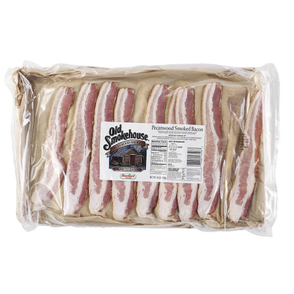 OLD SMOKEHOUSE(r) Bacon, Pecanwood Smoked, 18/22 slice, 2/10lb. . C1CB - Front Center Inner Pack (Hi Res)