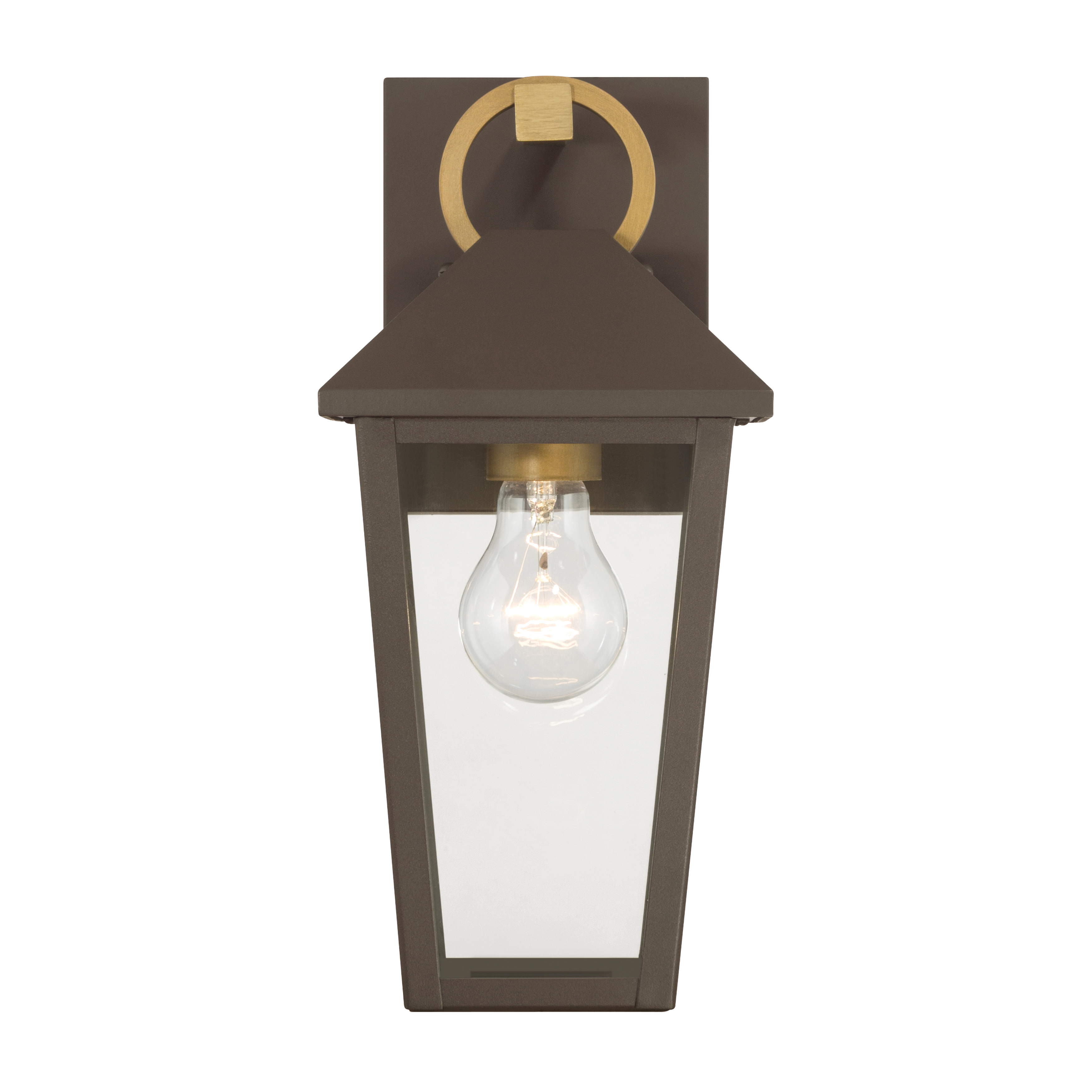 1-Light Outdoor Wall Lantern - Legacy Brass and Dark Bronze with Clear Glass - alternate view