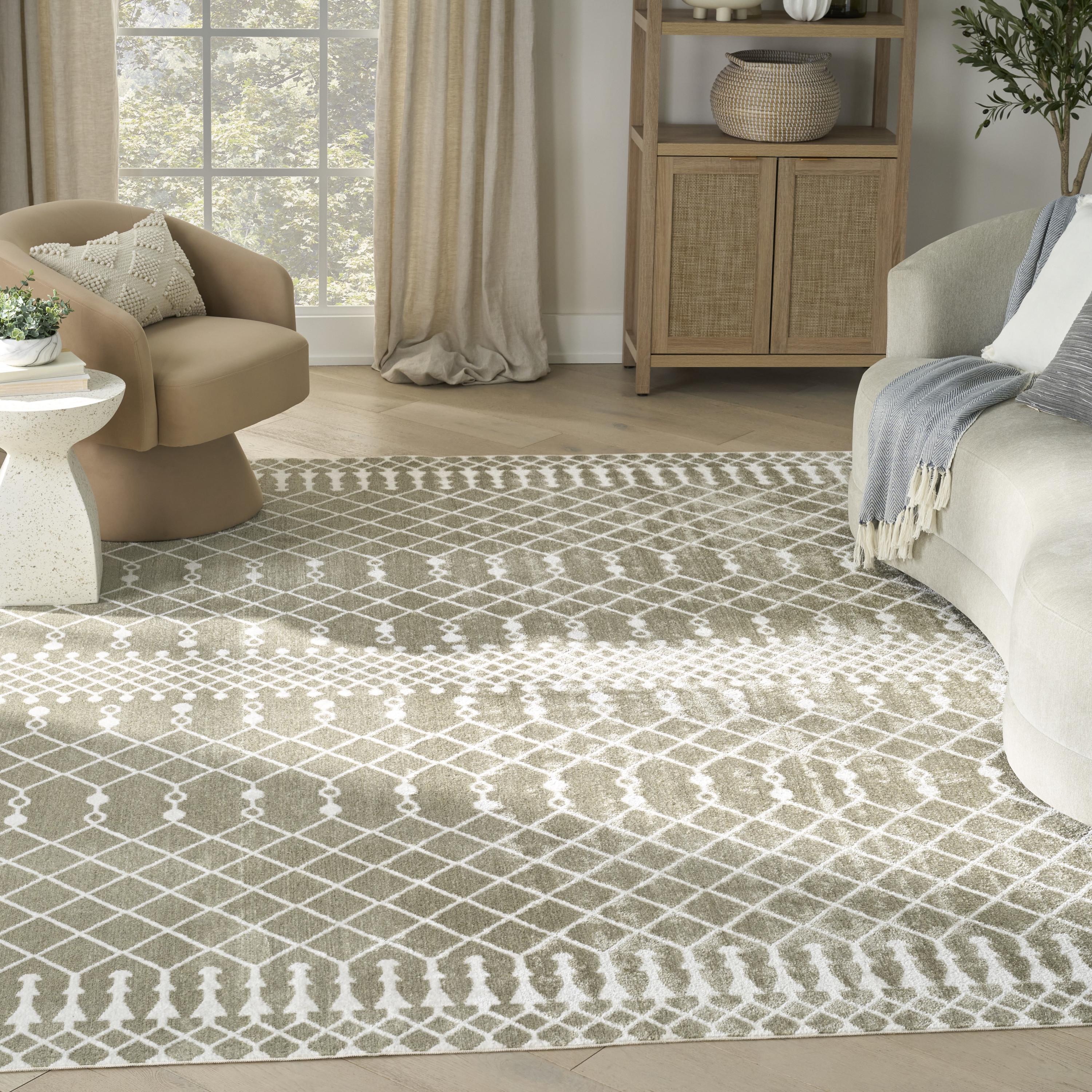 Nourison Astra Machine Washable 6'7" x 9' Sage Bohemian Indoor Rug
