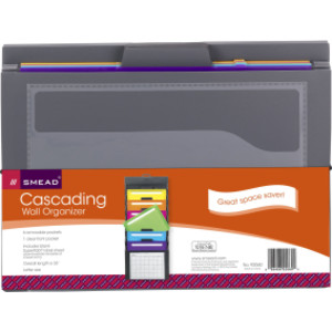 Cascading Wall Organizer, 6 Pockets, Letter, Gray/Bright