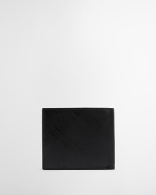 Brunton Leather Wallet Black Deboss Tartan