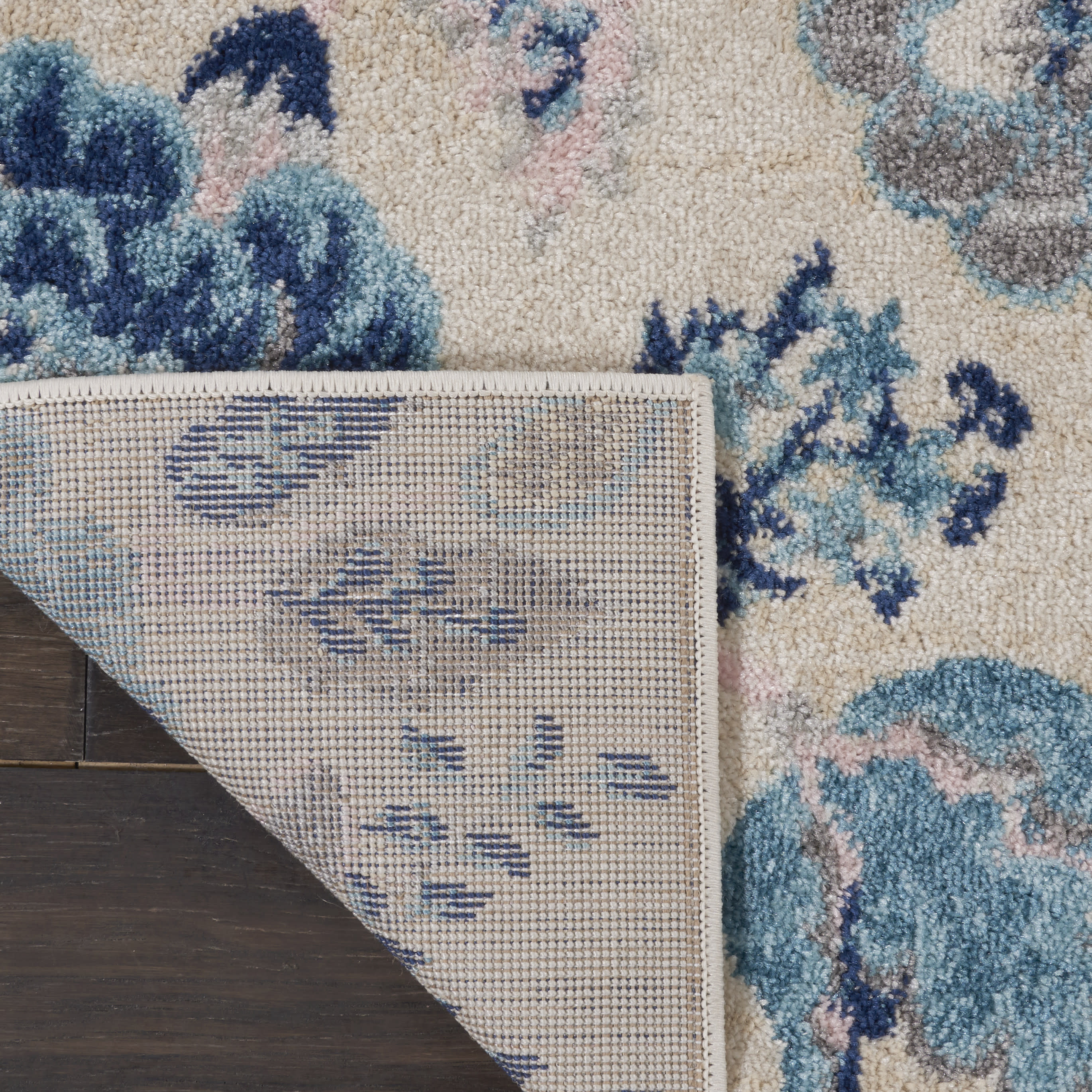 Nourison Tranquil 2'3" x 7'3" Ivory/Light Blue Farmhouse Indoor Rug