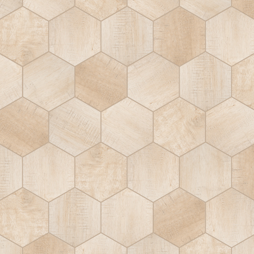 Sawnwood Hex Beige 8-5/8 in. x 9-7/8 in. Porcelain Floor and Wall Tile ...