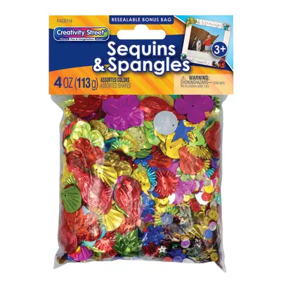 Creativity Street  Sequins & Spangles, Assorted Colors,  Assorted Sizes, 4 oz.