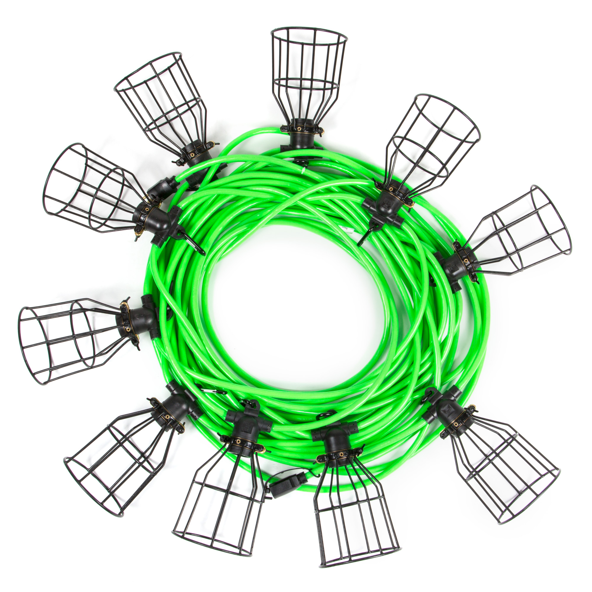 Illuminator 100 ft. Outdoor Work Light String with 10 Metal Caged