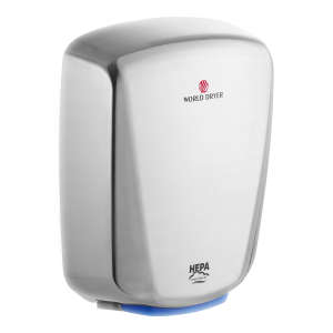 WDCQ972A2, World Dryer, HEPA-filtered VERDEdri Hand Dryer, Polished Stainless Steel