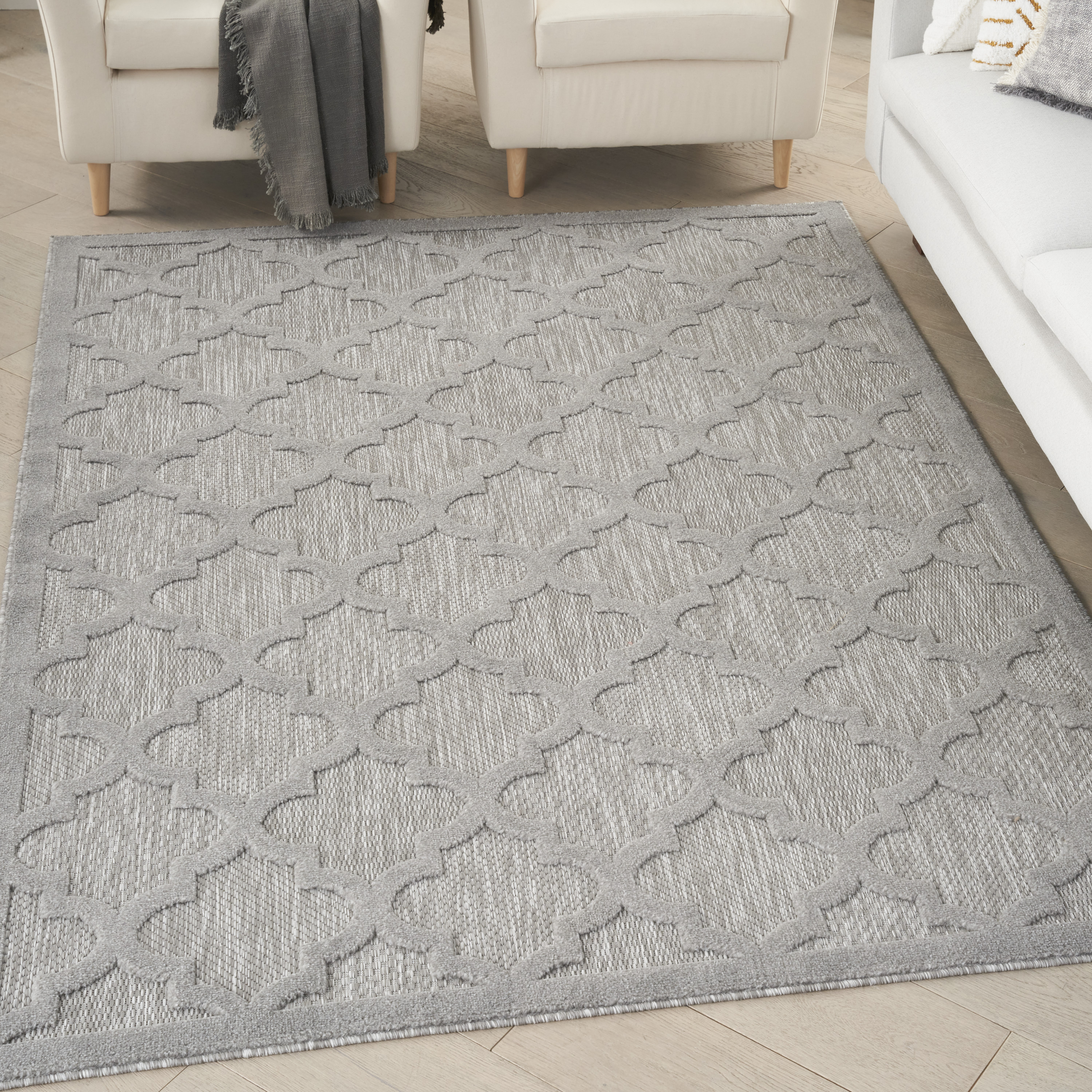 Nourison Easy Care 5' x 7' Silver Grey Modern Rug
