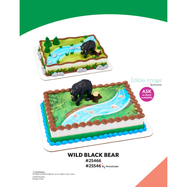 Wild Black Bear The Magic of Cakes® PhotoCake® Enhanced Background and Icing Page