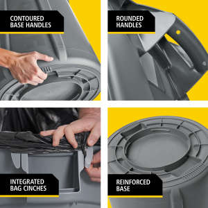 Rubbermaid Commercial, VENTED BRUTE, 55 gal, Resin, Black, Round, Receptacle