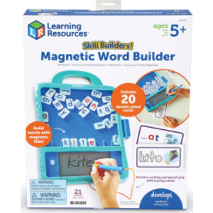 Magnetic Word-Building Tablet with Pen and 20 Double-Sided Prompt Cards, 22 Pieces