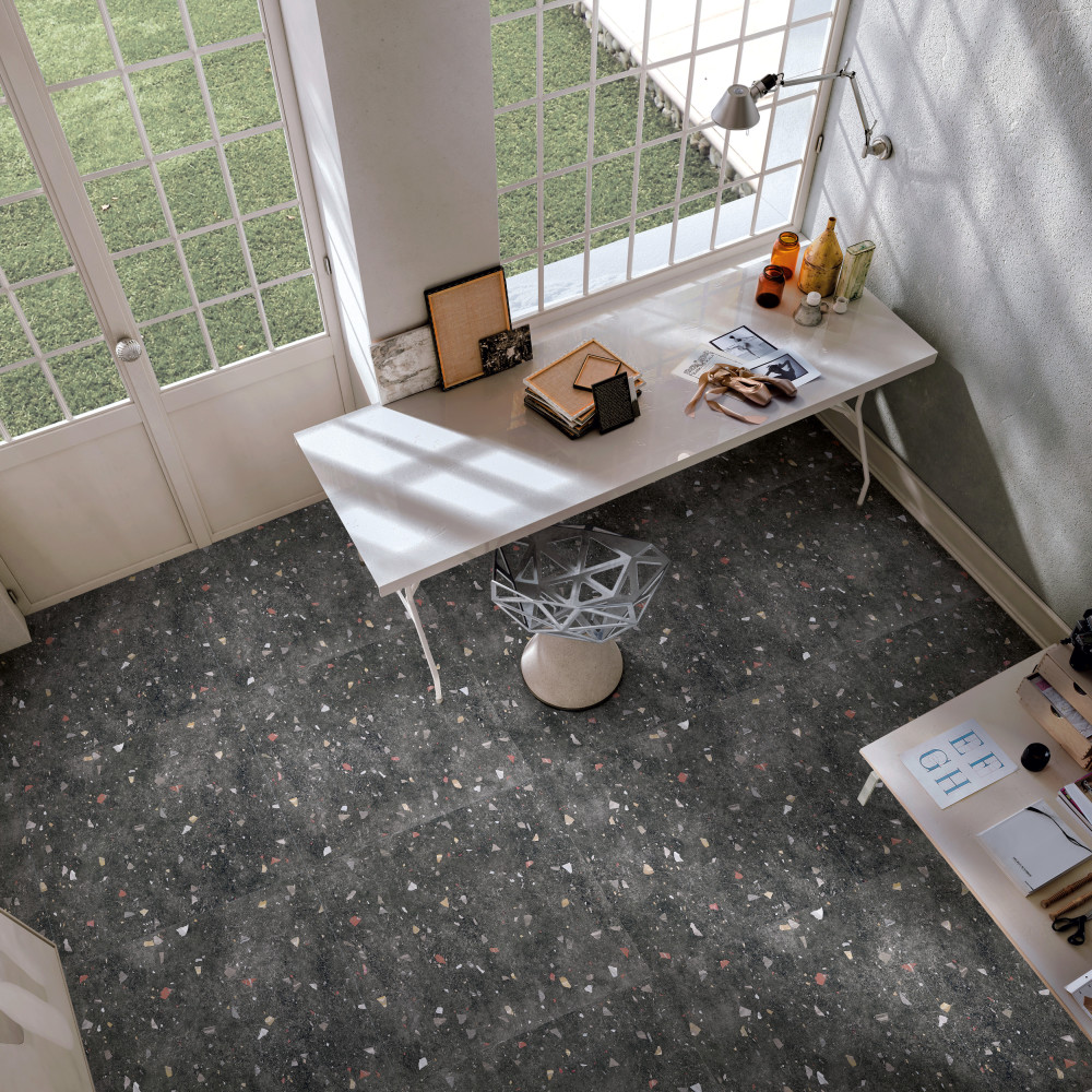 Sonar Black 25-5/8 in. x 25-5/8 in. Porcelain Floor and Wall Tile