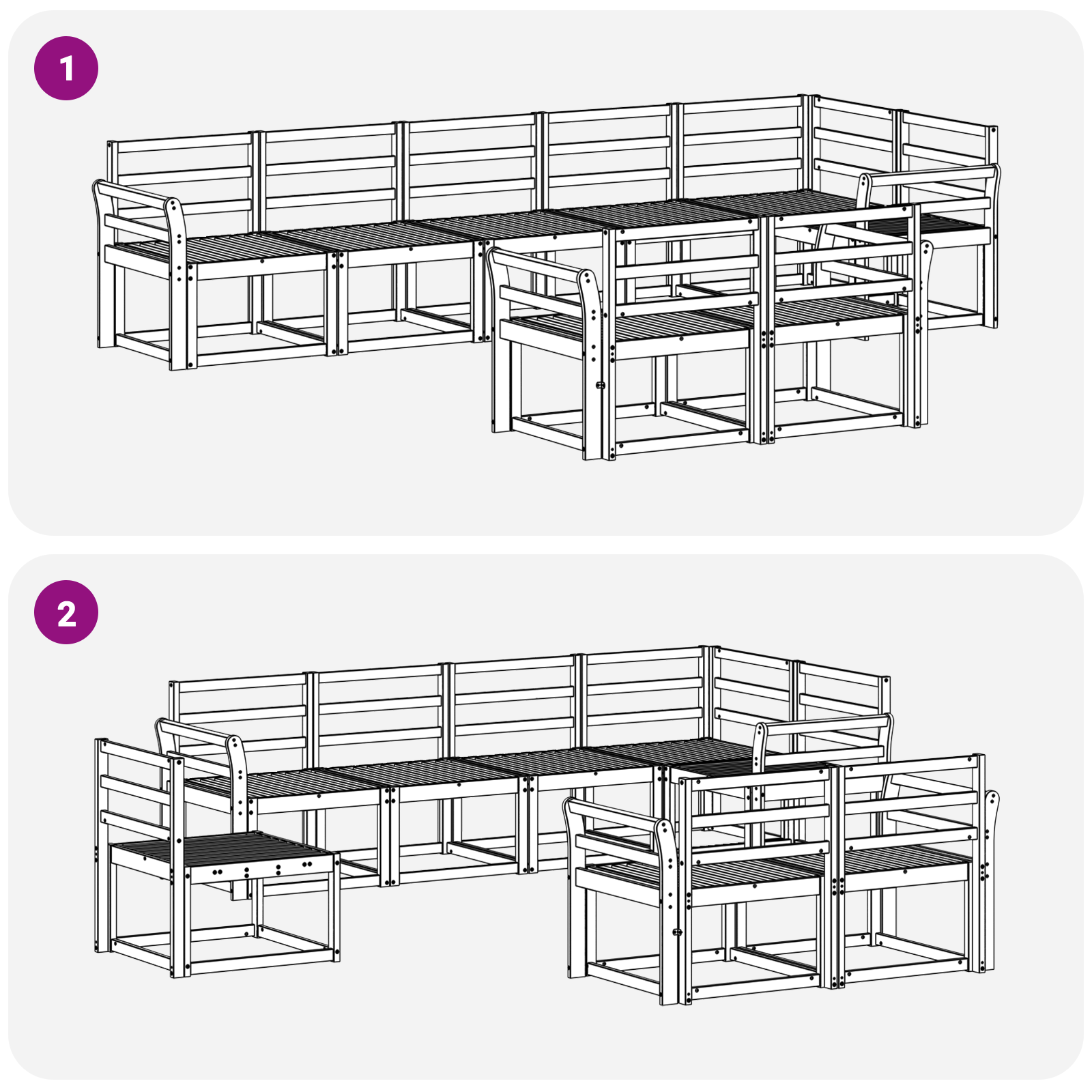 Buiten bankenset 8 pcs Wit Massief Acaciahout image 5