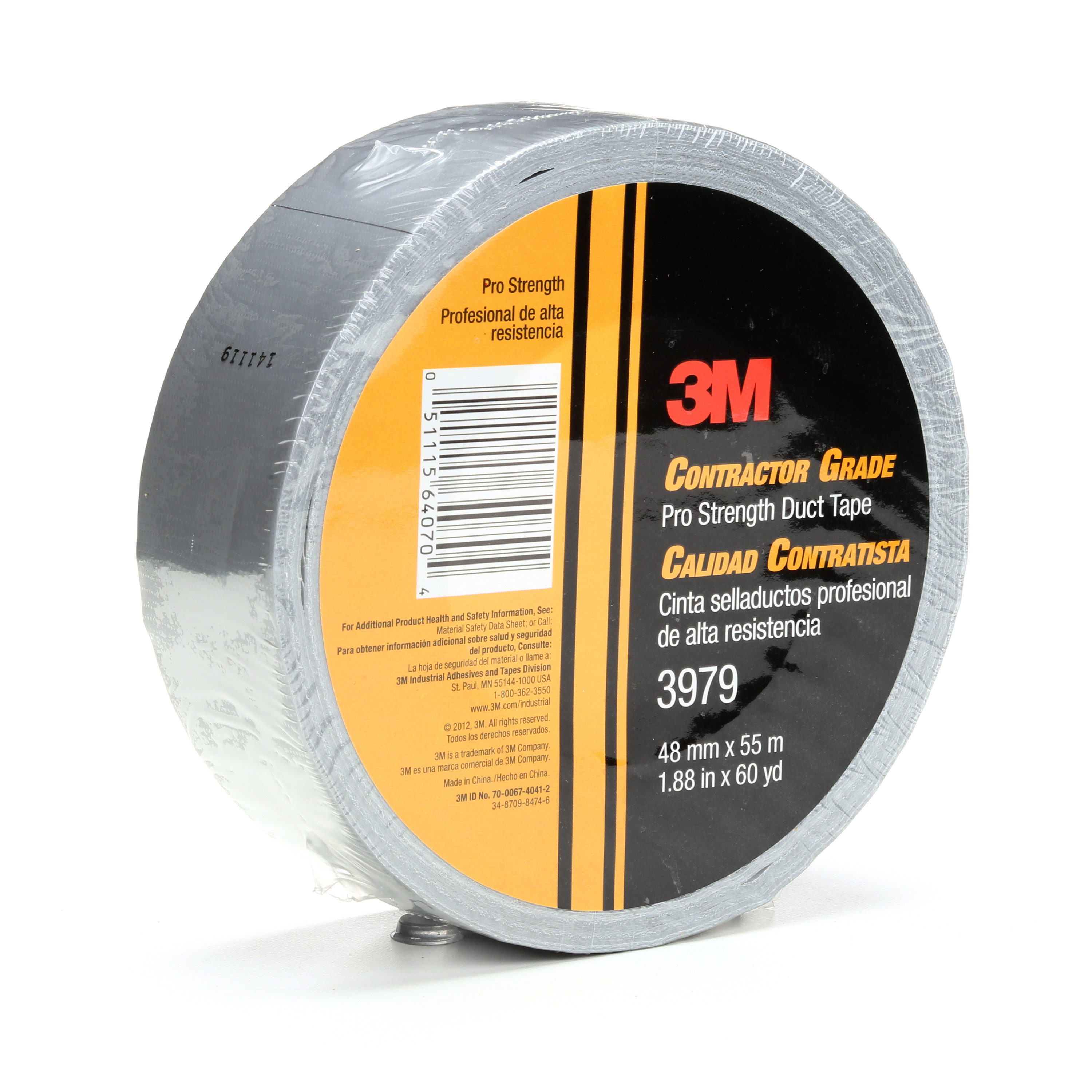 3M™ Contractor Grade Pro Strength Duct Tape 3979, Silver, 1.88 in x 60
yd, 24 per case, Individually Wrapped Conveniently Packaged