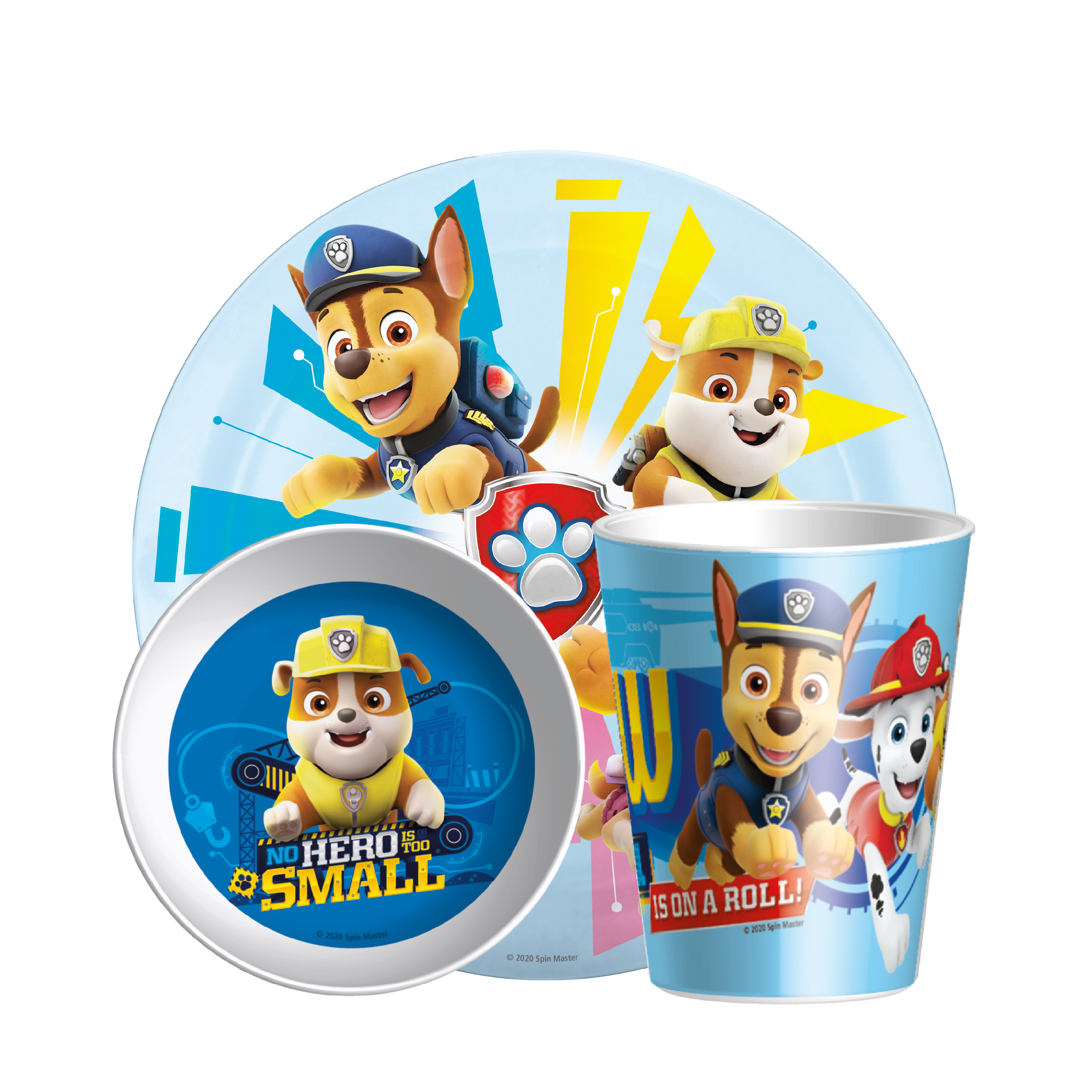 Paw Patrol Kid’s Dinnerware Set, Chase and Rubble, 3-piece set slideshow image 1 Paw Patrol Kid’s Dinnerware Set, Chase and Rubble, 3-piece set slideshow image 1