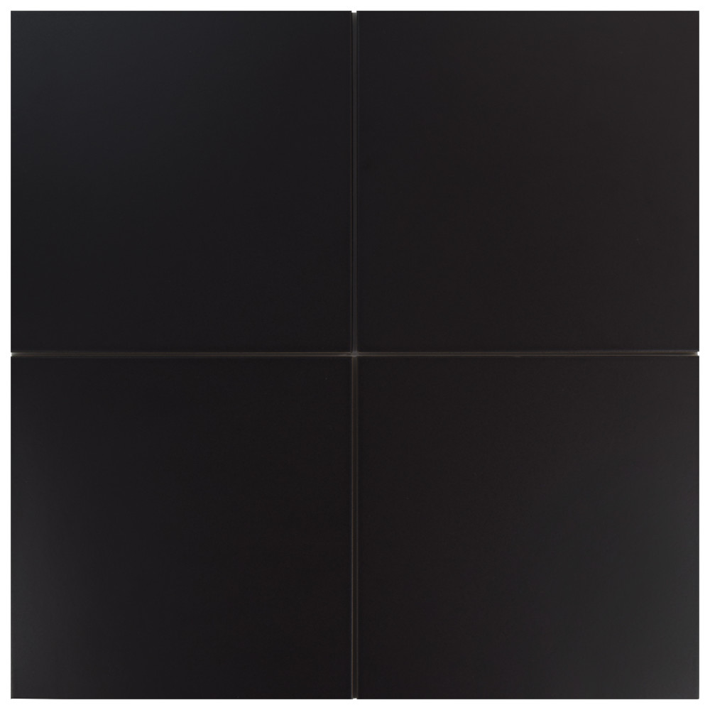 Textile Basic Black 9-3/4 in. x 9-3/4 in. Porcelain Floor and Wall Tile