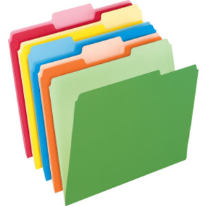 Two-Tone Color File Folders, Letter Size, Assorted Colors, 1/3 Cut, Box of 100