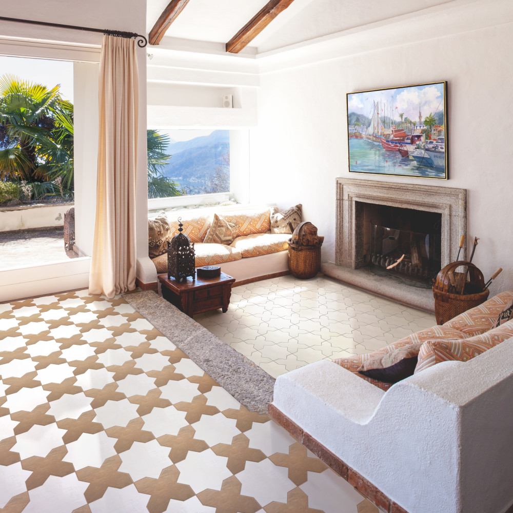 Argile Star Bianco with Bianco Cross 7 in. x 14 in. Porcelain Floor and Wall Tile