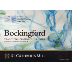 Bockingford Watercolor Pad, Cold Pressed, Glue Binding, 140lb/300gsm, 12 Sheet, 10x14 inch, 1 Count