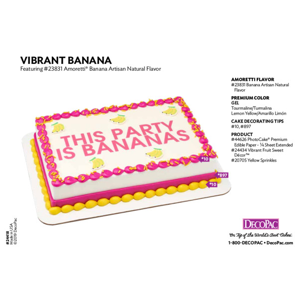 Amoretti Banana Flavor Cake Decorating Instruction Card