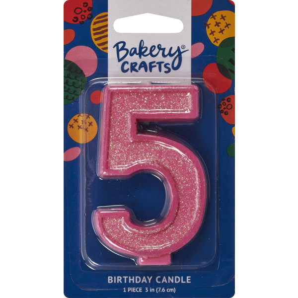 5 Glitter Numeral Candles
