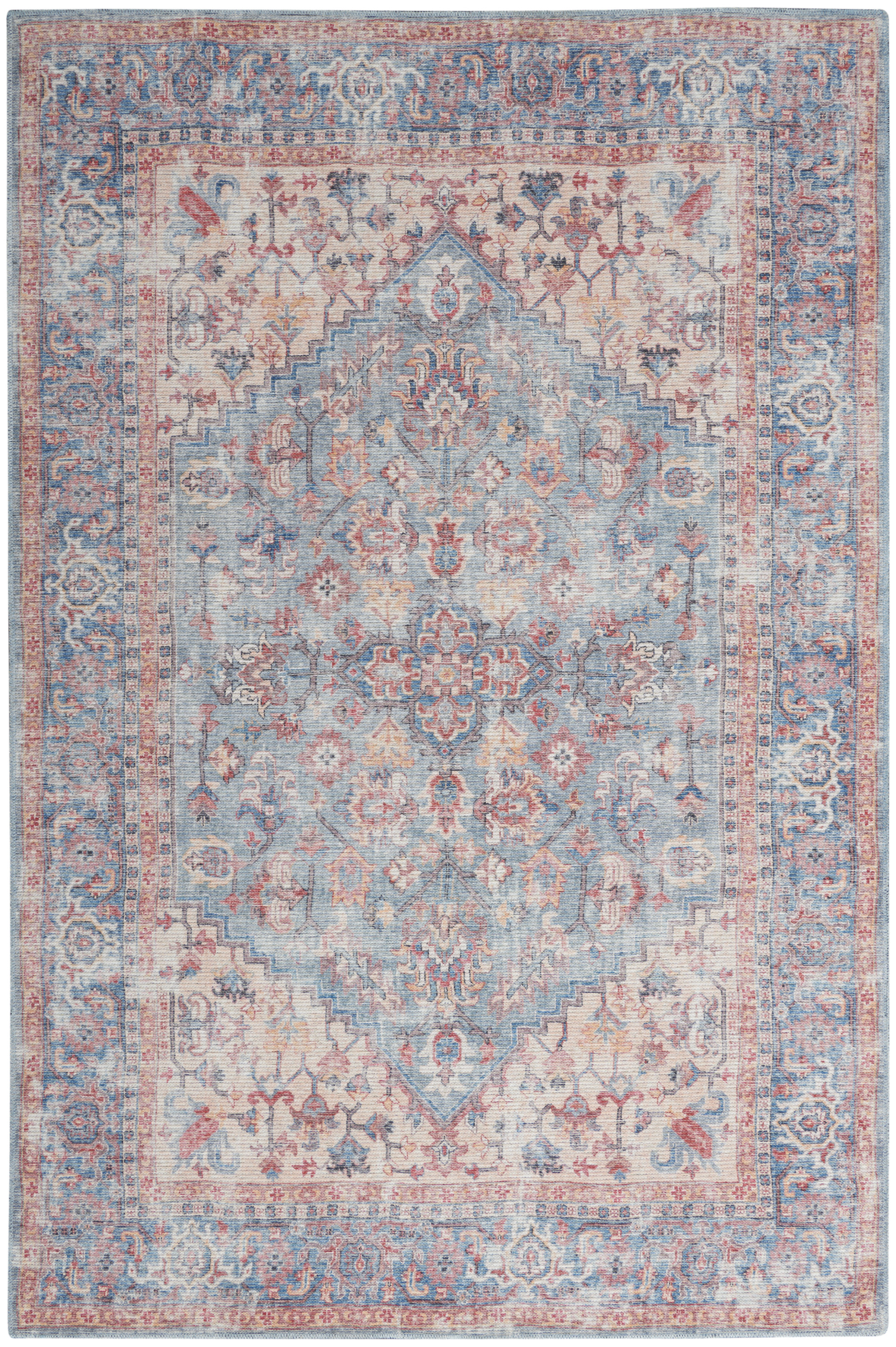 Nourison New Concept Washables 5'3" x 7'3" Blue Multicolor Vintage Indoor Rug