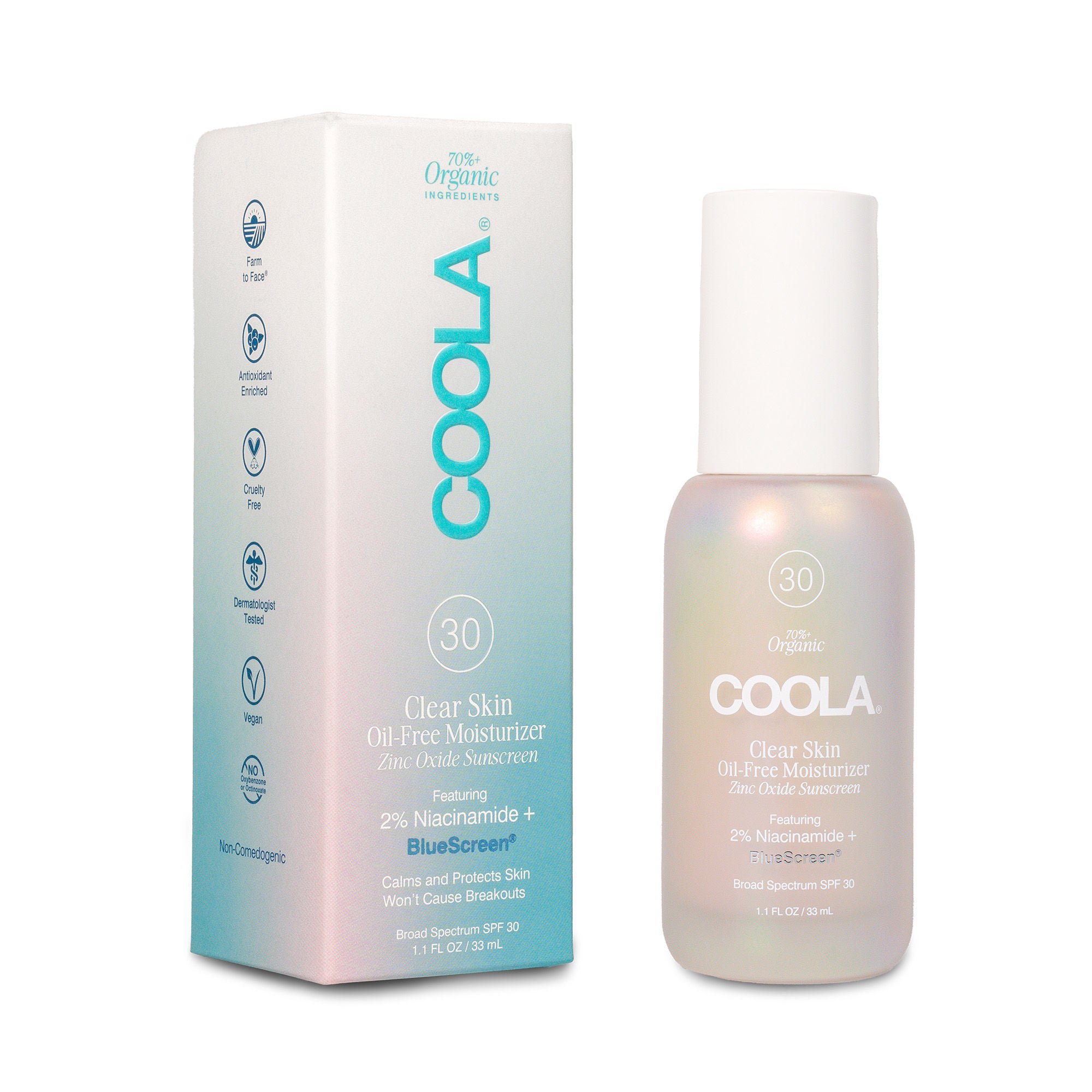 Coola® Clear Skin Oil-Free Moisturizer Zinc Sunscreen w/ BlueScreen™ SPF 30