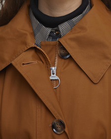 Beatrix Showerproof Trench Coat Rust Brown/Sky Dress Tartan