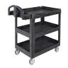 Rubbermaid Commercial, BRUTE Heavy Duty Ergo, 3-Shelf, Medium, Lipped Shelf, Utility Cart, Black