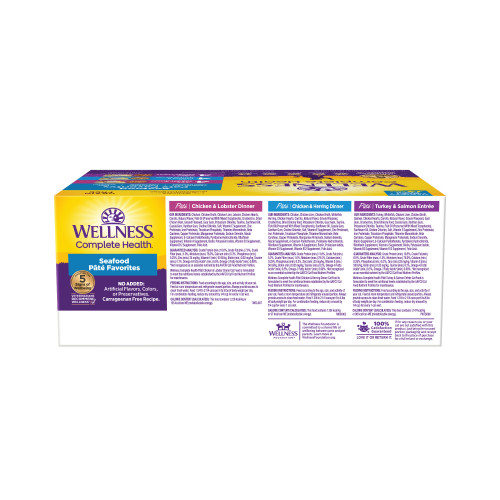 Wellness Complete Health Variety Pack Seafood Pate Favorites Variety Pack back packaging
