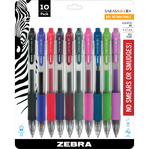 Sarasa Dry X20 Gel Retractable RDI 0.7mm Assorted 10pk