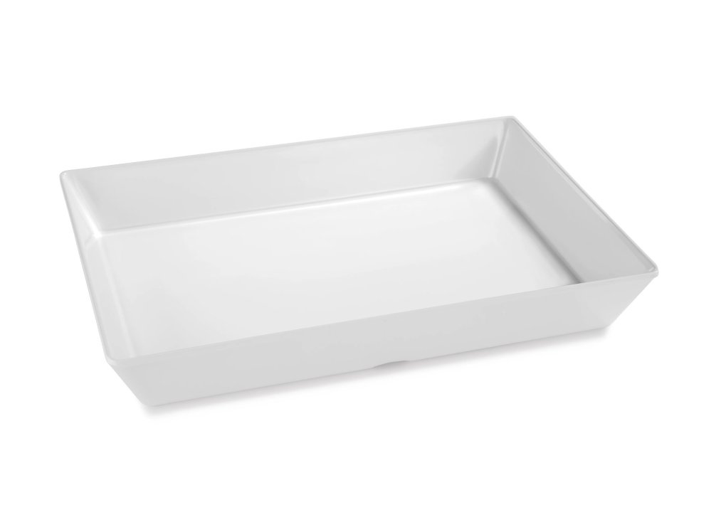 Plato de servicio rectangular hondo 35 x 25 cm melamina en blanco