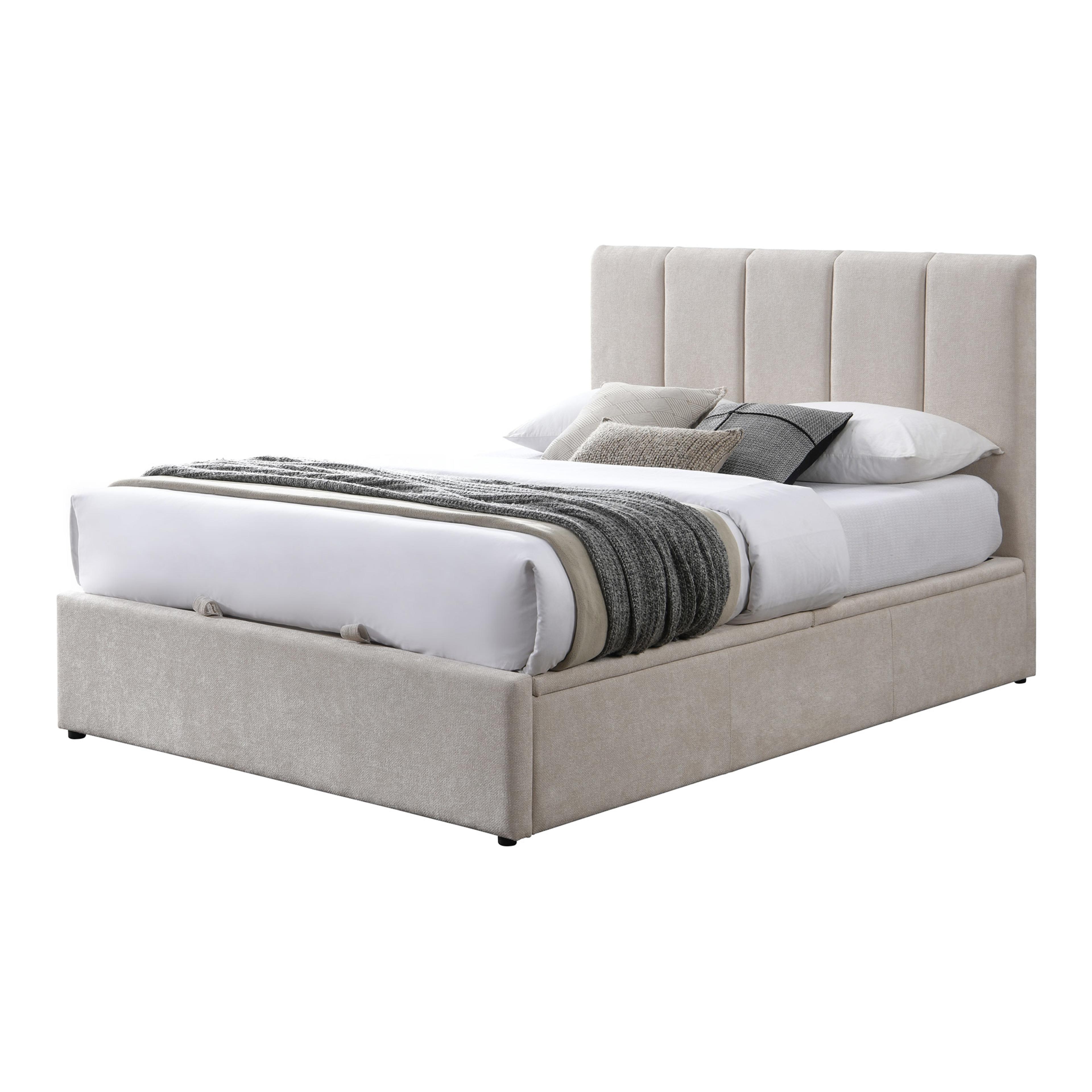 Lifestyle image of the  Harlow Bed Frame, Gas Lift Base, Beige from Forty Winks