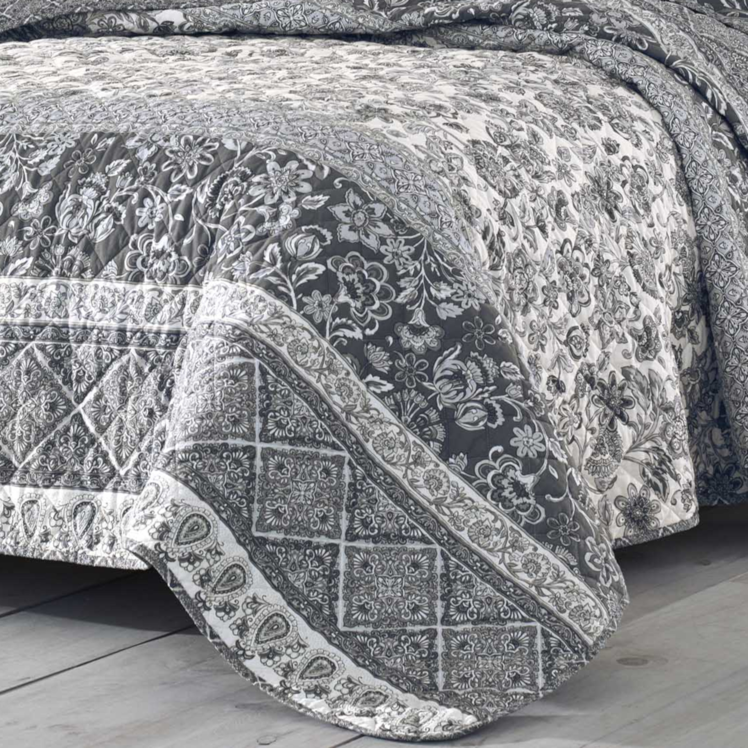 Stone Cottage Abbey Cotton Grey 3 Piece Quilt Set-Full/Queen - Picture 20 of 21