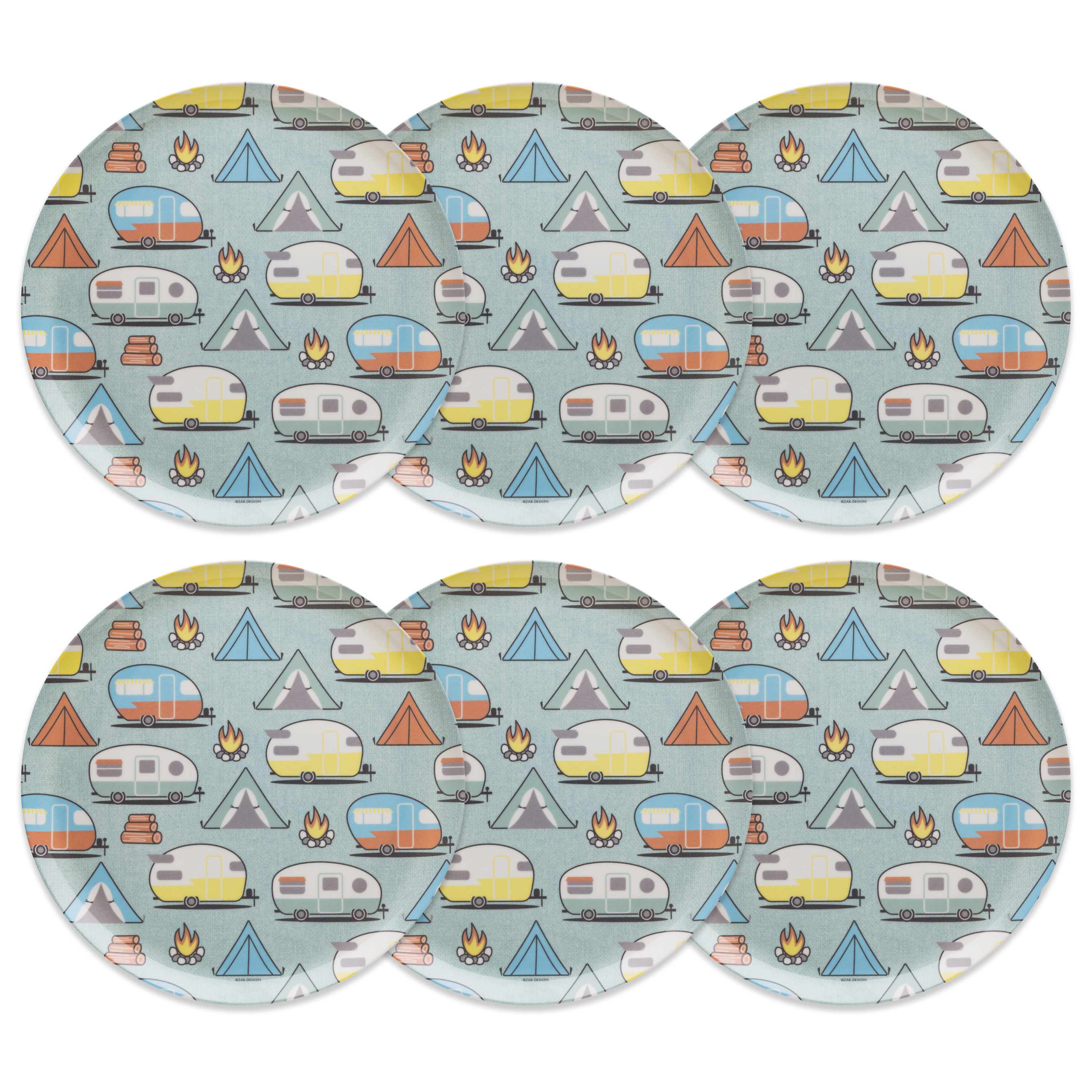 Adventurer Melamine Plate, Tents & Trailers, 6-piece set slideshow image 2 Adventurer Melamine Plate, Tents & Trailers, 6-piece set slideshow image 2